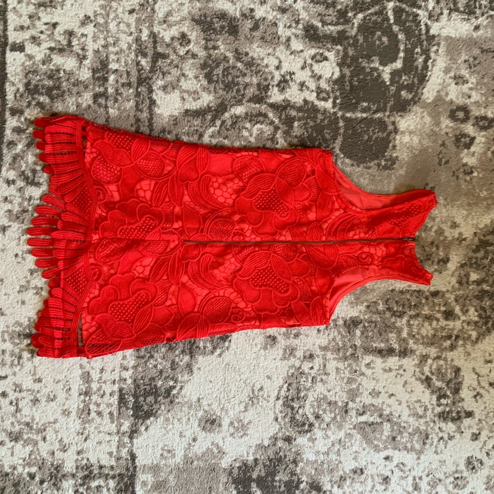 Lovers + Friends red-coral lace mini dress - Picture 3 of 4